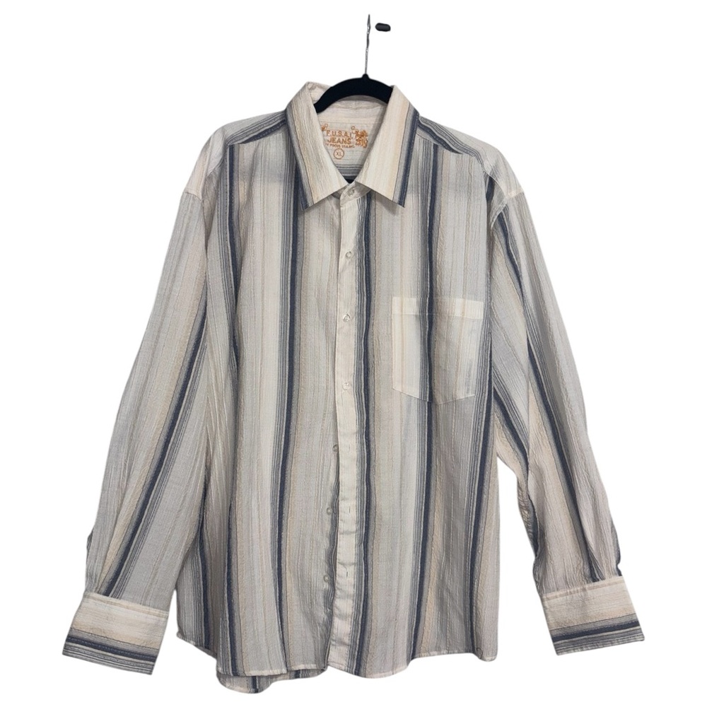 Classic Striped Men's Shirt in Blue and Cream